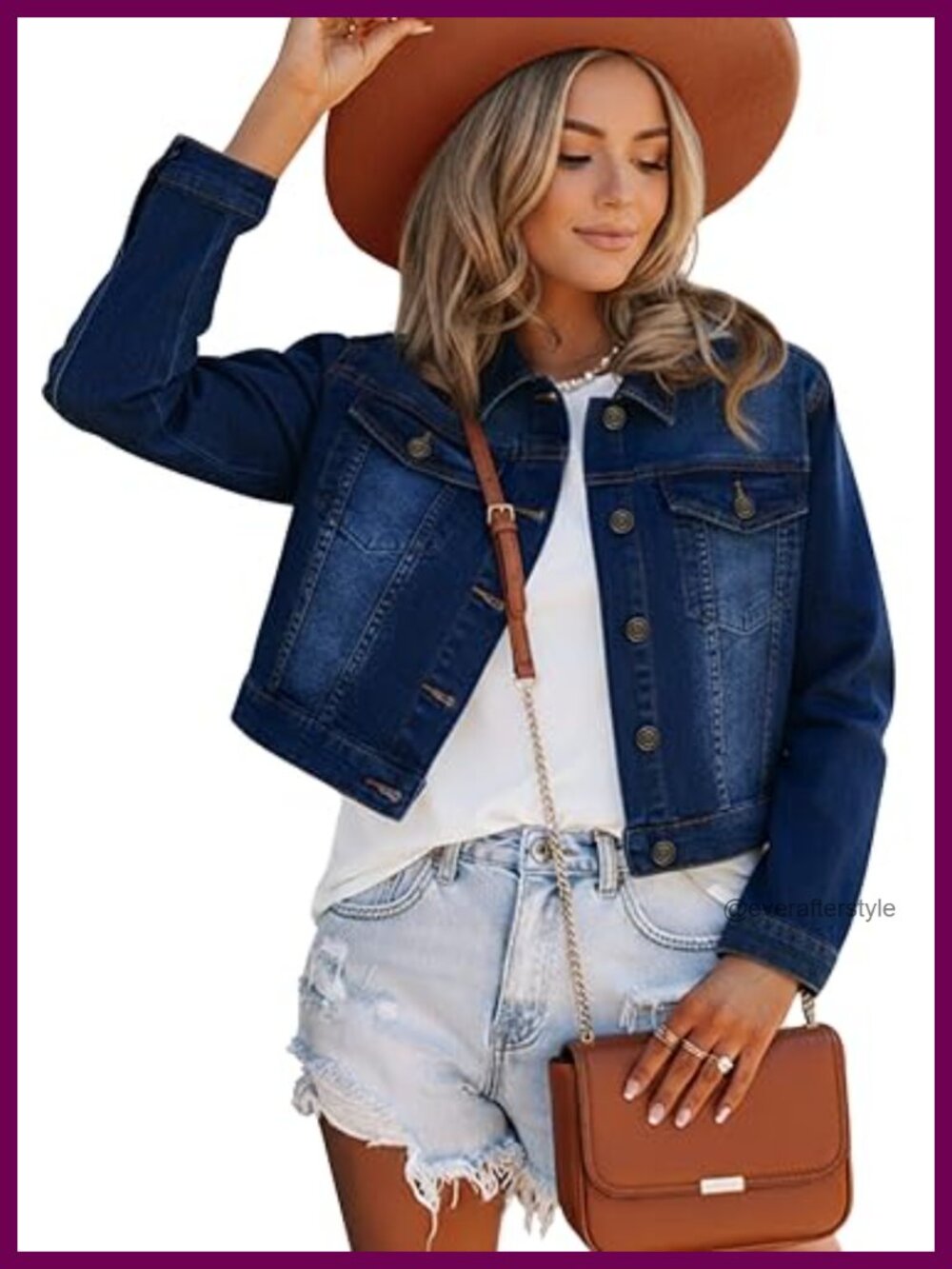 Cropped Denim Jacket Women 4 Pockets Lightweight Stretchy Jean Jacket